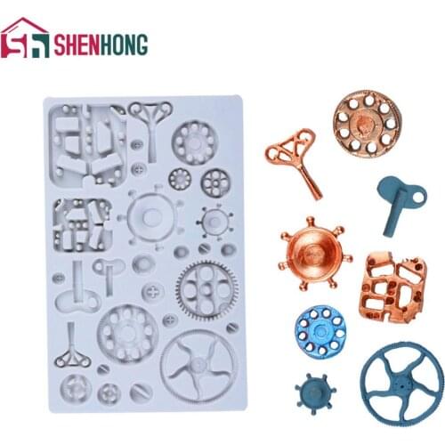 SHENHONG Retro Machinery Fondant Silicone Cake Moulds Pastry Decorating Sugar Craft Dessert Baking Tools