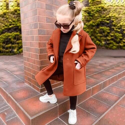 Woolen Coats for Baby Girls Autumn Winter Solid Color Girls' Clothes Thickened Warm Kids Boys Outer Windbreaker