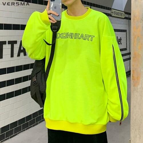 VERSMA Korean Ulzzang Zipper Design Black Hoodie Sweatshirt Men Hip Hop Oversize Gothic Vintage Hoodie Men Pullover Dropshipping