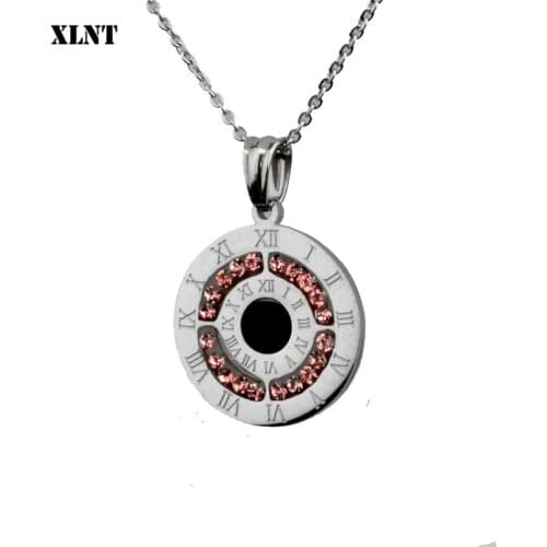 XLNT Rhinestone Necklace Choker Stainless Necklace Chain Roman Numerals Jewelry for Womens Necklaces Women Jewelry Bijoux Gifts