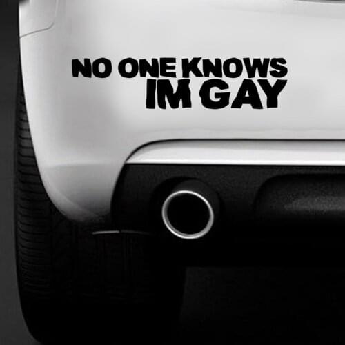 NO ONE KNOWS IM GAY Funny Car Bumper Sticker