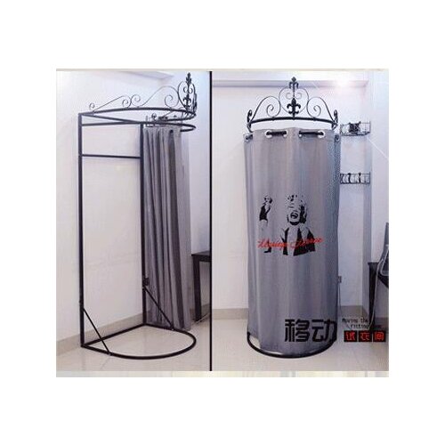 Iron clothing store shelves.U crown fitting room. Portable simple locker room