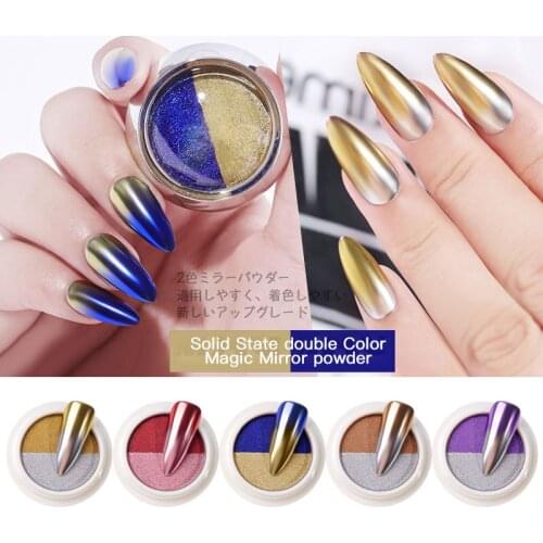 0.8G/box Two-color Mirror Nail Glitter Laser Powder Shimmer Nail Art Decorations Shining Chrome Pigment DIY Design Nail Glitter