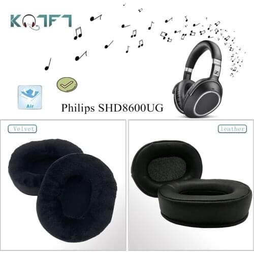 KQTFT 1 Pair of Velvet leather Replacement EarPads for Philips SHD8600UG Headset Earmuff Cover Cushion Cups