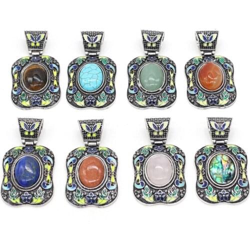 1pcs Natural Stone Charm Rose Quartzs / Cymophane Pendant for DIY Necklace Accessories Jewelry Making Jewelry Gift Size 38x70mm