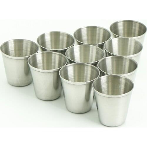 10pcs/set Mini 30ml Polished Silver Stainless Steel Wine Drinking Shot Glass Barware Cup Wholesale