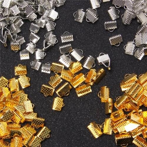 100pcs/lot Metal Crimp Cover Clasp Cord End Cap String Ribbon Leather Clip for Jewelry Making DIY Necklace Bracelet Connectors