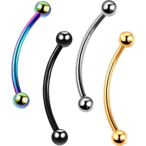 16G 1Pc/2Pcs Titanium Eyebrow Stud Industrial Piercing Curved Barbell Threaded Cartilage Tragus Eyebrow Piercing Body Jewelry
