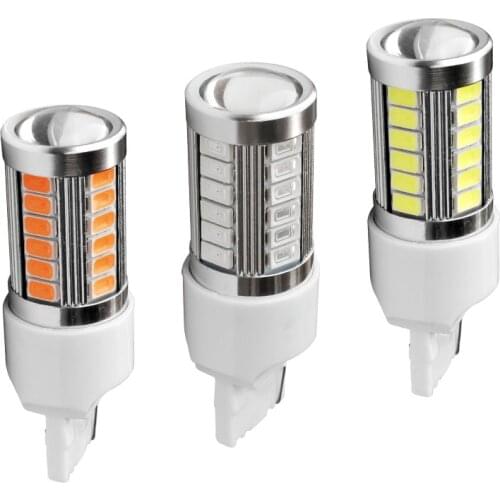 2PCS T20 7440 W21W WY21W 33 smd 5730 5630 LED Car Yellow Amber Turn Signal Bulb Red Brake light White Auto Reverse Lamps 12V 2X