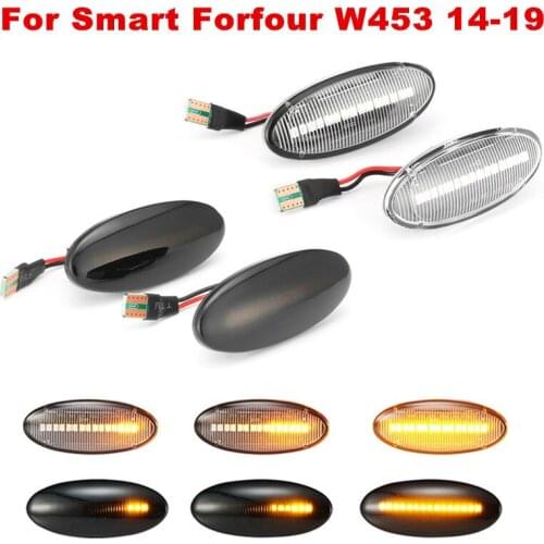 2Pcs Led Flowing Car Side Marker Lights Turn Signal Indicator Lamps 12V For Mercedes-Benz Smart Forfour W453 2014-2019