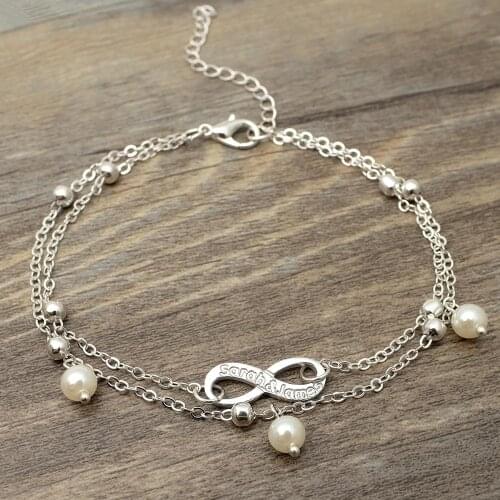 Infinity Anklet,Personalized Infinity Name Anklet,Engraved Anklet,Name Plate Anklet,Custom Ankle Name Bracelet,Gift for Her