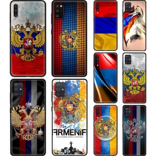 Phone Case for Samsung A12 A50 A70 A21S A71 A51 A01 A11 A02S A21 A31 A41 Silicone TPU Coque Armenia Albania Russia flag Emblem