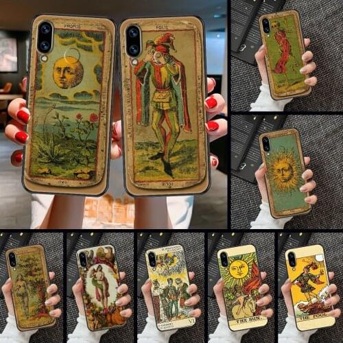 Retro Tarot cards Phone case For Huawei Honor 6 7 8 9 10 10i 20 A C X Lite Pro Play black silicone cell cover fashion shell soft