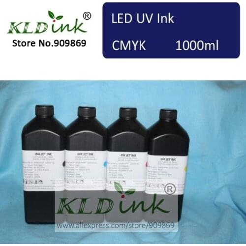 [ KLD Ink ] Compatible LED UV Ink for inkjet UV flatbed printer with DX5 DX6 DX7 printhead ( 4 pieces X 1000ml )