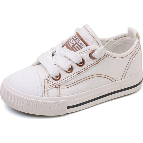 Sneakers Kids 2021 Canvas Shoes Solid Sewing Thread Lace-Up Anti-Slippery Sneakers for Girls Boys Shoes Girl Fashion New Arrival