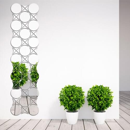 Home Sticker Geometric Circle Silver Mirror Sticker Living Room Bedroom Wall Decor Room Decoration 3D Acrylic Wall Stickers