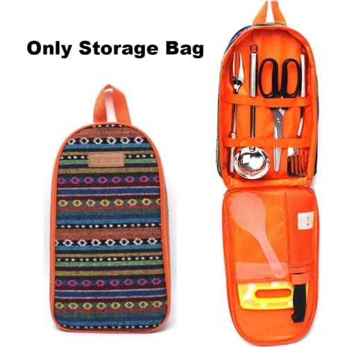 Outdoor Camping Travel Cooking Utensils Organizer Travel Storage Bag Portable Pouch for BBQ Camp Cookware Kitchen Kit