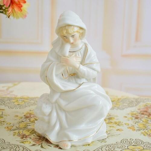 Porcelain Virgin Mary Statue figurines ceramic white white golden ceramics statues for home office decoration women