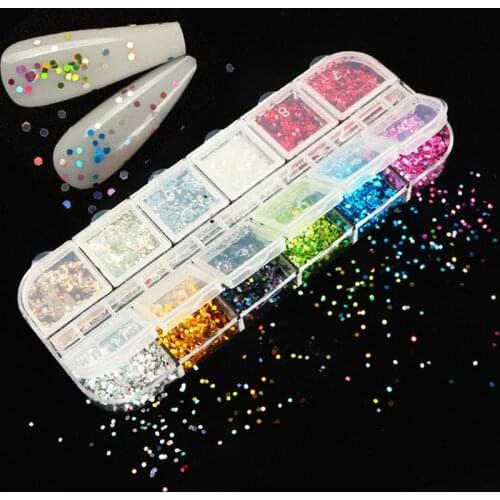 Holographic Nail Glitter Flakes Sequin 1mm Hexagon Gold Silver DIY Dipping Powder Slice for Acrylic Manicure Nail Art Tools