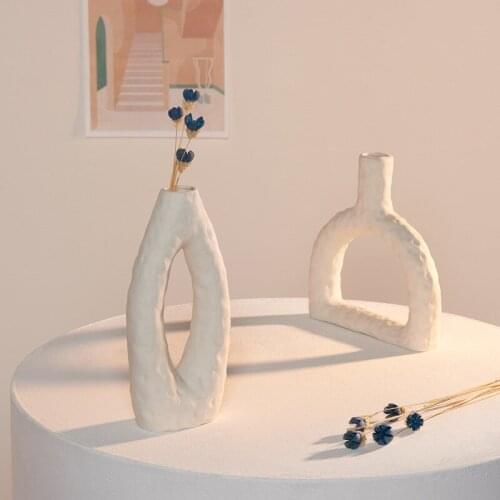 Nordic ins white ceramic vase dried flower flower arrangement container living room hydroponic green plants home decoration