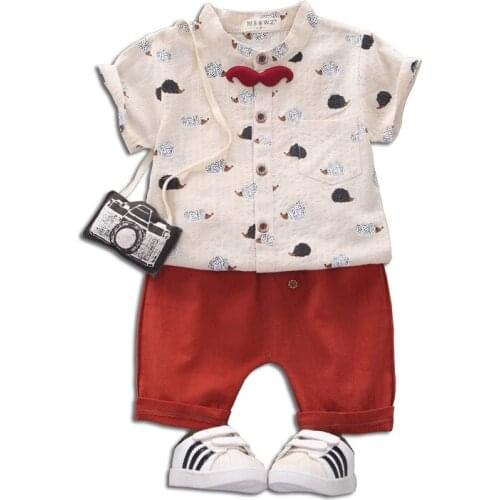 Boys suit 2019 summer new style childrens short-sleeved babys fashionable shirts, two-piece,1-3-4 years old