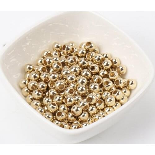8mm 100pcs Gold Big Hole CCB Round Seed Spacer Beads For Jewelry making DIY KL138