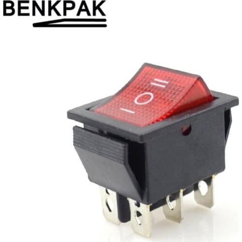 Rocker Switch Power Switch 3 Position 6 Pins With Light 220V