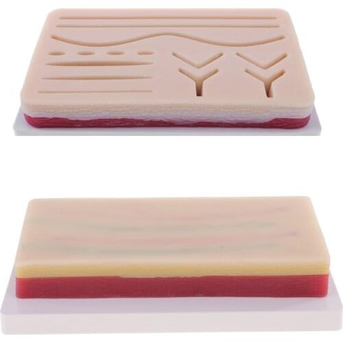 MagiDeal 2 Sets Human Skin Wound Suture Pad & 3 Layers Skin Model Suturing Repeated Practice Kits Medical Kids Teaching Tool