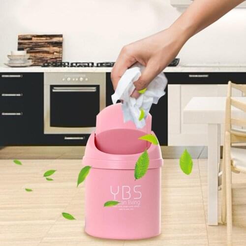 Cute Mini Waste BinsTrash Container Practical Portable Up Litter Bin Can Garbage Rubbish Tin Waste Storage Office Desk Supplies
