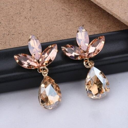 Fashion Simple Metal Color Rhinestone Geometric Earrings Girl Creative Pop Drop Earrings Party Jewelry Accessories