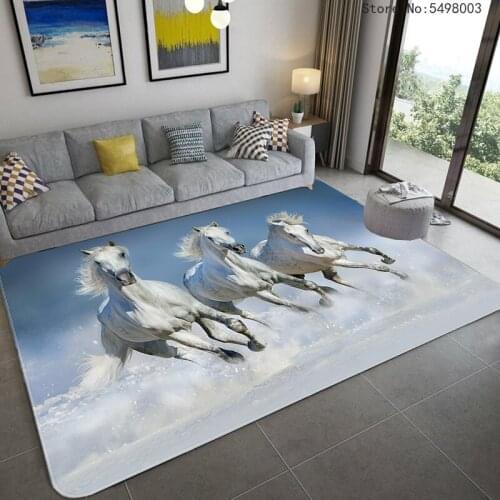 Running Horse Carpet Nature Landscape Floor Mat Anti-slip Living Room Large Area Rug Carpets for Room Decoration Teenager Kid