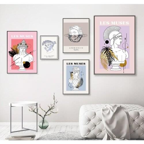 Les Grands Greek Goddess Canvas Poster Artwork Abstract Bust Statue Myth Museum Print Painting Midcentury Wall Pictures Decor