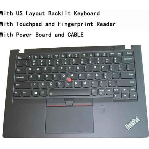 New Lenovo Thinkpad X280 Palmrest US Keyboard Backlit Fingerprint Touchpad Bezel