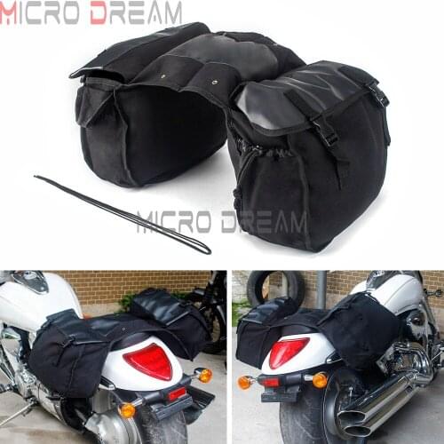 35-40L Large Capacity Saddlebag Canvas Leather Luggage Bags For Kawasaki BMW Honda Shadow 750 Vulcan 500 833 Sportster Universal