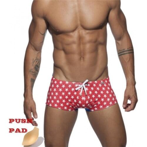 Printing Swimwear Men Low Waist Under Wear Man 2020 Summer Mens swimming trunks Quick Drying Mens Swimsuit Push Pad swim Shorts