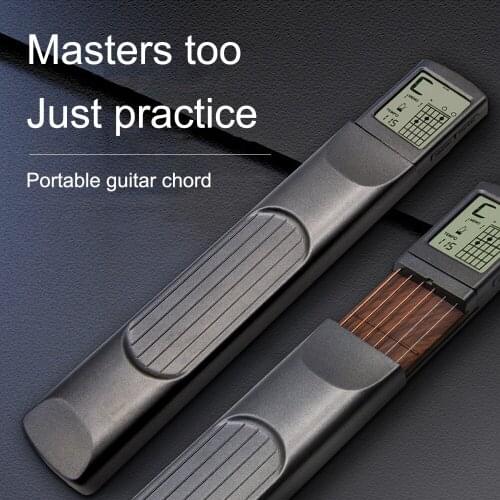 Portable 6-Tone Pocket Guitar Chord Trainer Practice Tool Can Rotate Chord Diagram Screen Guitar Finger Trainer For Beginners