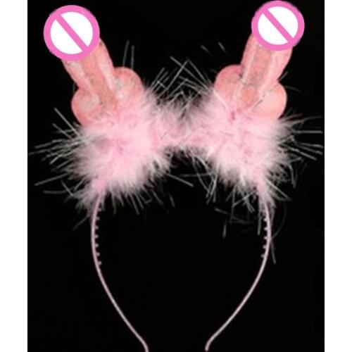 1Pc Pink Fun Bride Penis Shaped Crown Tiara Headband Hair Hairband Bezel for Girls Night Out Bachelorette Hen Party Decor Gift