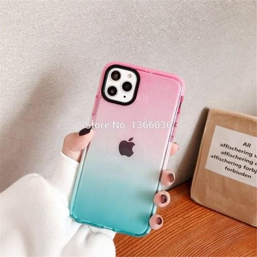 10pcs Fashion Transparent Gradient Phone Cases for iPhone11Pro XS Max XR X Acrylic Candy Cover for iPhone BackCover capa