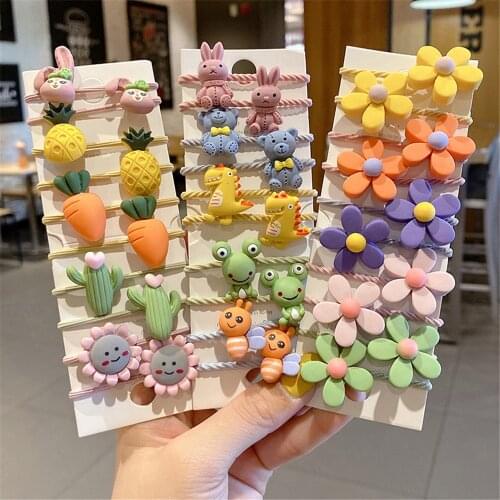 10 Pcs/Set Children Cute Cartoon Fresh Fruit Elastic Hair Bands Girls Baby Lovely Rubber Bands Gift Kids Hair Accessories