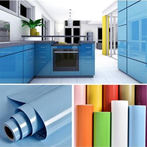 1M/5M Solid Color Wall Sticker Self-adhesive Waterproof Thicken Wallpaper Furniture Cabinet Renovation Room Decorate muursticker