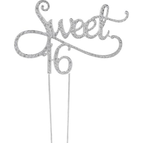 Sweet 16 Cake Topper 16th Birthday Party Themes With Rhinestone Decoration Anniversary Supplies 97BB