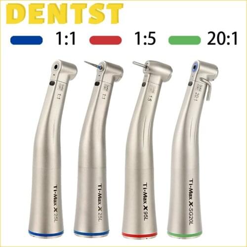 Dental Fiber Optic Contra Angle Low Speed Handpiece Inner Push 1:1/1:5/20:1 Air Turbine Ti-MAX Red Green Blue Ring Dental Tools