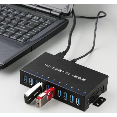 10 Port USB 3.0 Hub Mountable Rugged USB-C Hub with mounting bracket design (usb hub ladagogo factory