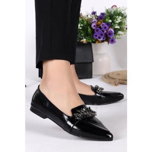 Woggo Pnt 351016 Wrinkled Patent Leather Womens Ballerina Shoes