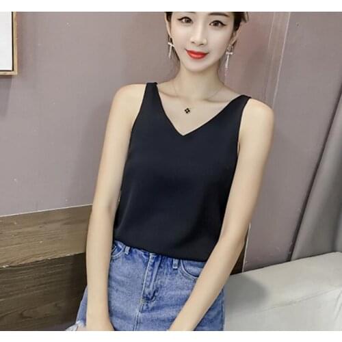 V-neck Suspender Bottoming Shirt Womens Summer Short Tank Top