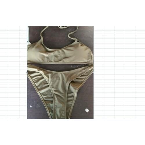 Women Split Bikini Set Low Waist Swimwear Solid Color Bathing Suit Beachwear Female Two-Pieces Swimming Suit