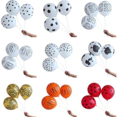 10pcs 12inch Animal Cow Tiger Zebra Printed Latex Balloon Jungle Theme Farm Birthday Cowboy Baby Shower Party Decor Globos