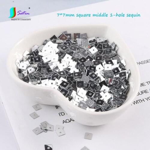 100g Clothes Jewelry Dress Sew Diy Crafts Accessories Gold,Silver,White Black 7x7mm Small Mini Square Middle 1-hole PVC Sequin