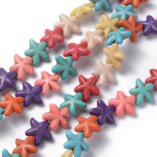 16Strands Dyed Synthetic Starfish Beads Strands Mix Color For Jewelry Making DIY Bracelet Nacklace,about 23pcs/strand