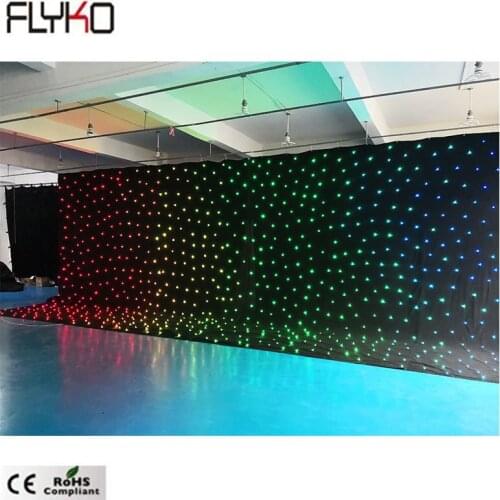 Flexible led rgb star cloth 4.5x5m 2 pcs Great fireproof full color velvet double deck for wedding decoration